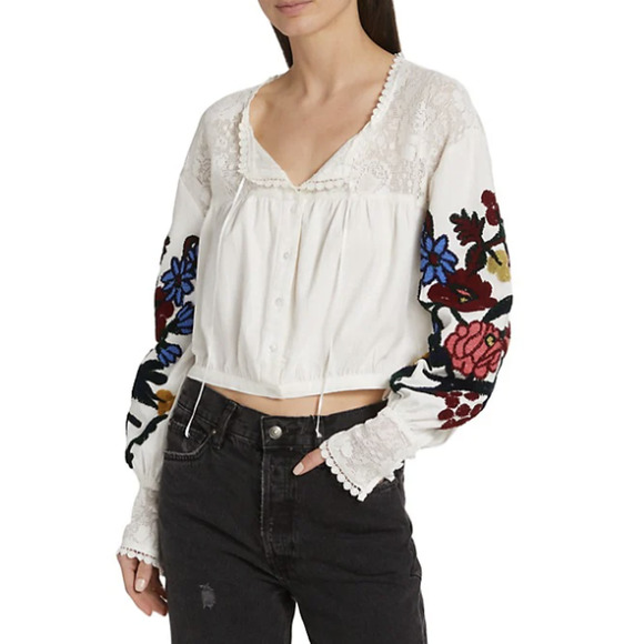 Free People Meadows Embroidered Top - Picture 2 of 8